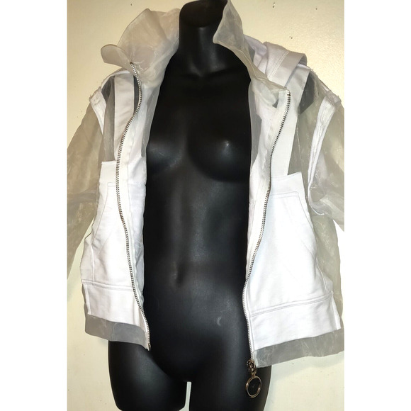 Fashion Nova White Muse Hoodie Sz S Sheer Boxy Jacket Space Futuristic New NWT S - Picture 7 of 16
